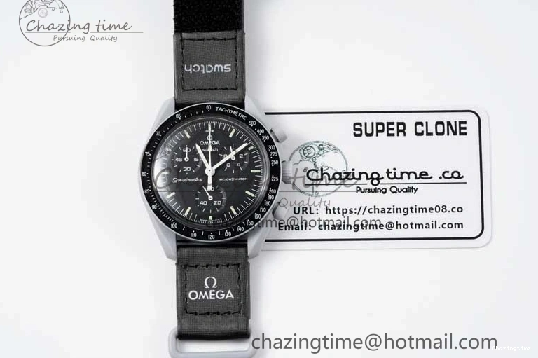 0128 Speedmaster Misson To The Moon 1:1 Best Edition Black Dial On Nylon Strap Quartz UrbanChic 7856